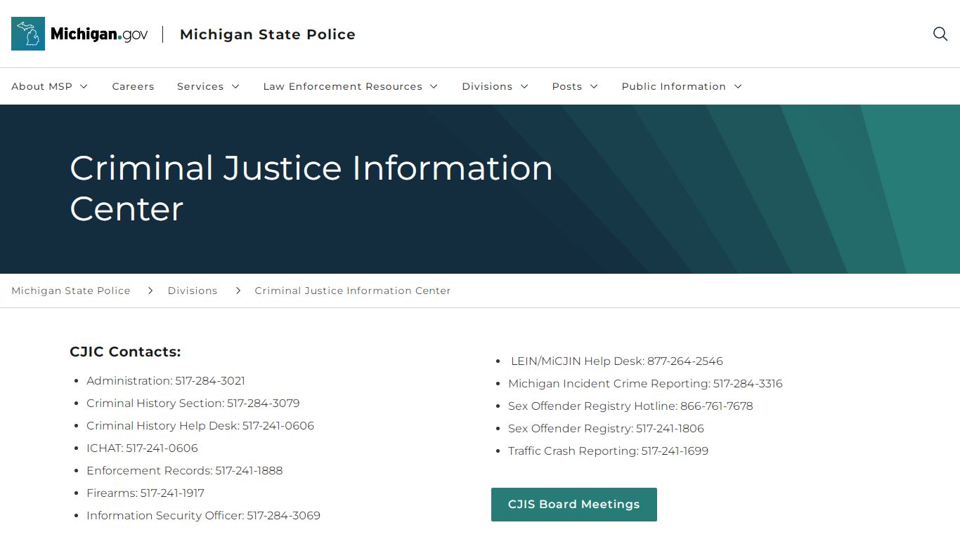 Criminal Justice Information Center - Michigan